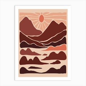 Sunset In The Mountains Art Print