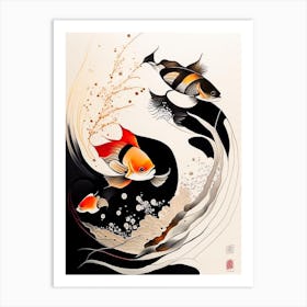 Yamabuki Koi 1, Fish Minimal Line Drawing Art Print
