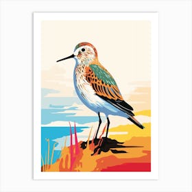 Colourful Geometric Bird Dunlin 4 Art Print