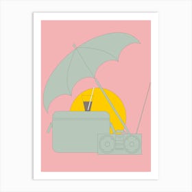 Summer Sun Drink Beach Parasol Cocktails Nature Sea Umbrella Vacation Sunlight Art Print