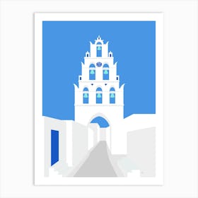 Bell Tower, Megalochori Village, Santorini, Greece Art Print