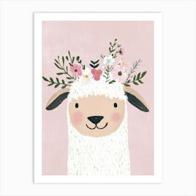 Lamb With Flowers Art Print