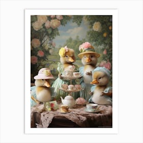 Afternoon Tea Duckling Painting 1 Art Print