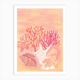 Seashells in Sand Art Print