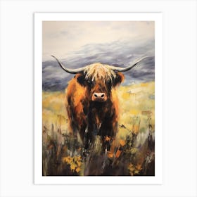 Impressionism Style Painting Of Highland Cow In The Valley 3 Art Print