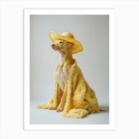 Yellow Dog In Hat Art Print