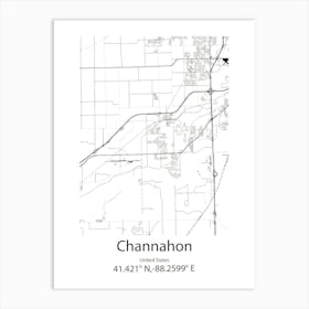 Channahon,United States Minimalist Map Art Print