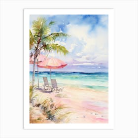 Watercolor Painting Of Grace Bay Beach, Turks And Caicos 3 Art Print