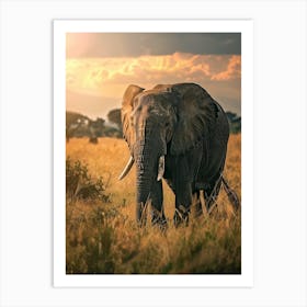 Elephant In The Savannah 3 Art Print