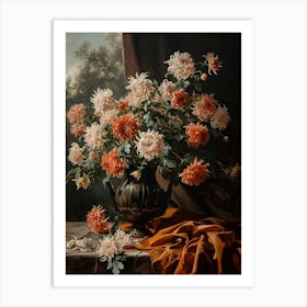 Baroque Floral Still Life Chrysanthemums 3 Art Print