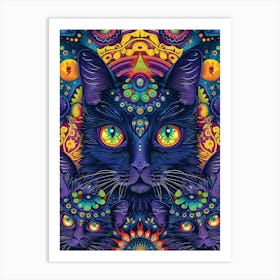 Psychedelic Cat 4 Art Print