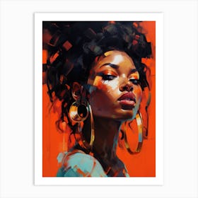 African Woman With Hoop Earrings Art Print