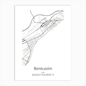 Benicasim,Spain Minimalist Map Art Print