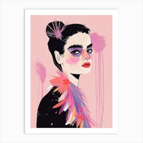 Girl With Feathers 3 Art Print