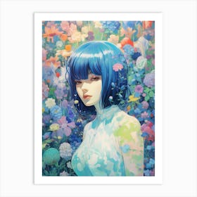 Girl in symphony of colors and scents Art Print