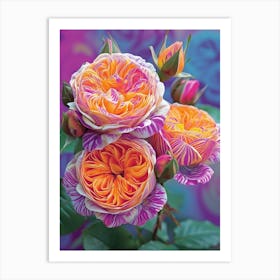 English Roses Painting Tribal Style 4 Art Print