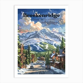 Breckenridge Colorado Ski Resort Travel Art Illustration Art Print