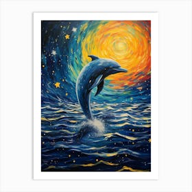 Dolphin In The Night Sky Art Print