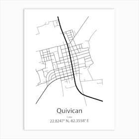 Quivican,Cuba Minimalist Map Art Print