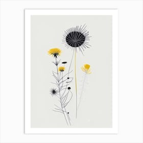 Dandelion Spices And Herbs Minimal Line Drawing 1 Art Print