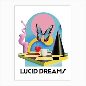 Lucid Dreams Graphic Wall Art 3d Vintage Unique Eclectic Art Print