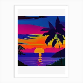 Square Palm Tree Sunset Art Print