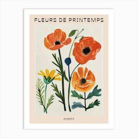 Spring Floral French Poster  Poppy 2 Art Print