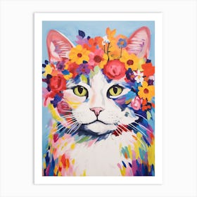 Ragamuffin Cat With A Flower Crown Painting Matisse Style 3 Art Print