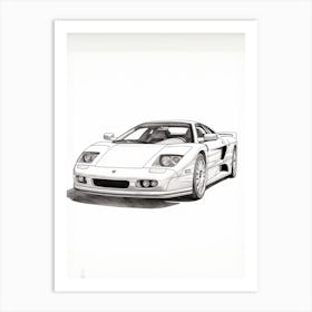 Lamborghini Murcielago Line Drawing 8 Art Print