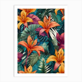 Tropical Lilies Art Print