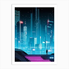 A Full Scale Concept Illustration Of An Urban Future Landscape Bathed In A Sea Of Electric Movement (2) Art Print