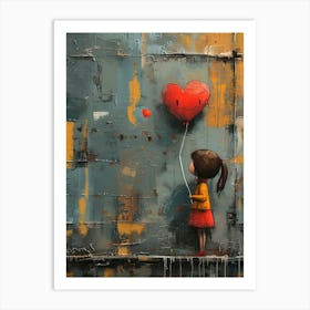 Heart Balloon Girl Art Print