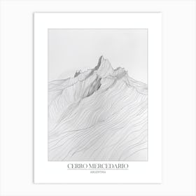 Cerro Mercedario Argentina Line Drawing 4 Poster Art Print