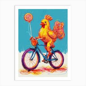 Chicken On A Bike 1 Art Print