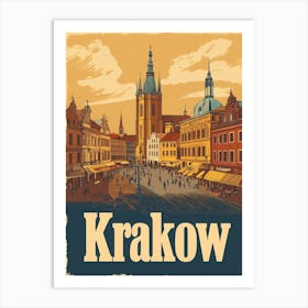 Aihrgdesign A Classic 1960s Travel Poster For Krakow 2 Art Print