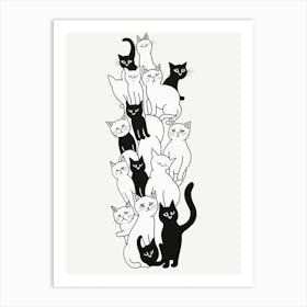 Stack Of Cat Line Drawing Art Print