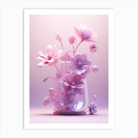 Pink Flowers In A Vase Art Print