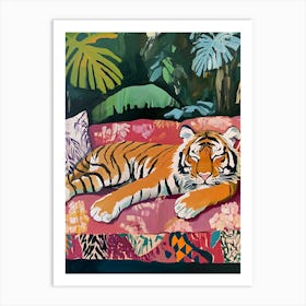 Oil Painting Tiger Sleeping 3 Art Print