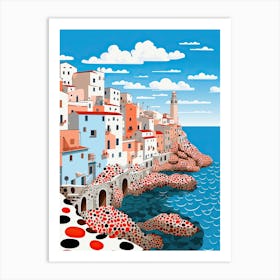 Polignano A Mare, Italy, Illustration In The Style Of Pop Art 3 Art Print