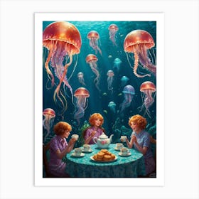 Jellyfish Tea Party Art Print