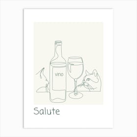 Salute Wine Poster Green Art Print