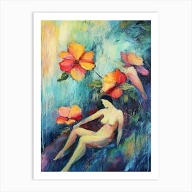 Nude With Flowers Art Print