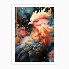 Floral Fantasy Chicken Art Print