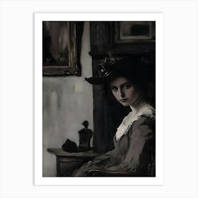 Dark Gothic Lady In A Hat Art Print