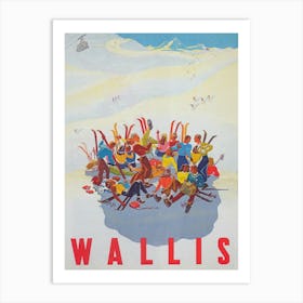 Wallis Switzerland Vintage Ski Poster Art Print