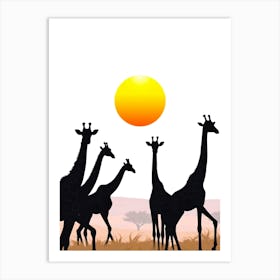 Giraffes In The Sun Art Print