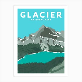 Glacier National Park, Montana Travel Poster Art Print