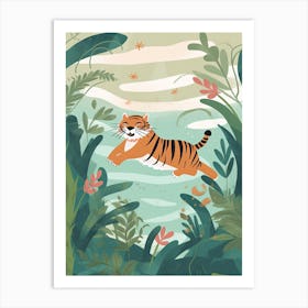 Tiger Jungle Cartoon Illustration 1 Art Print