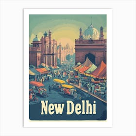 Aihrgdesign A Classic 1960s Travel Poster For New Delhi 1 Art Print