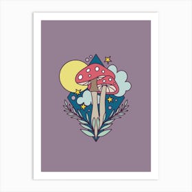 Mushroom In The Sky | Eggplant Art Print
